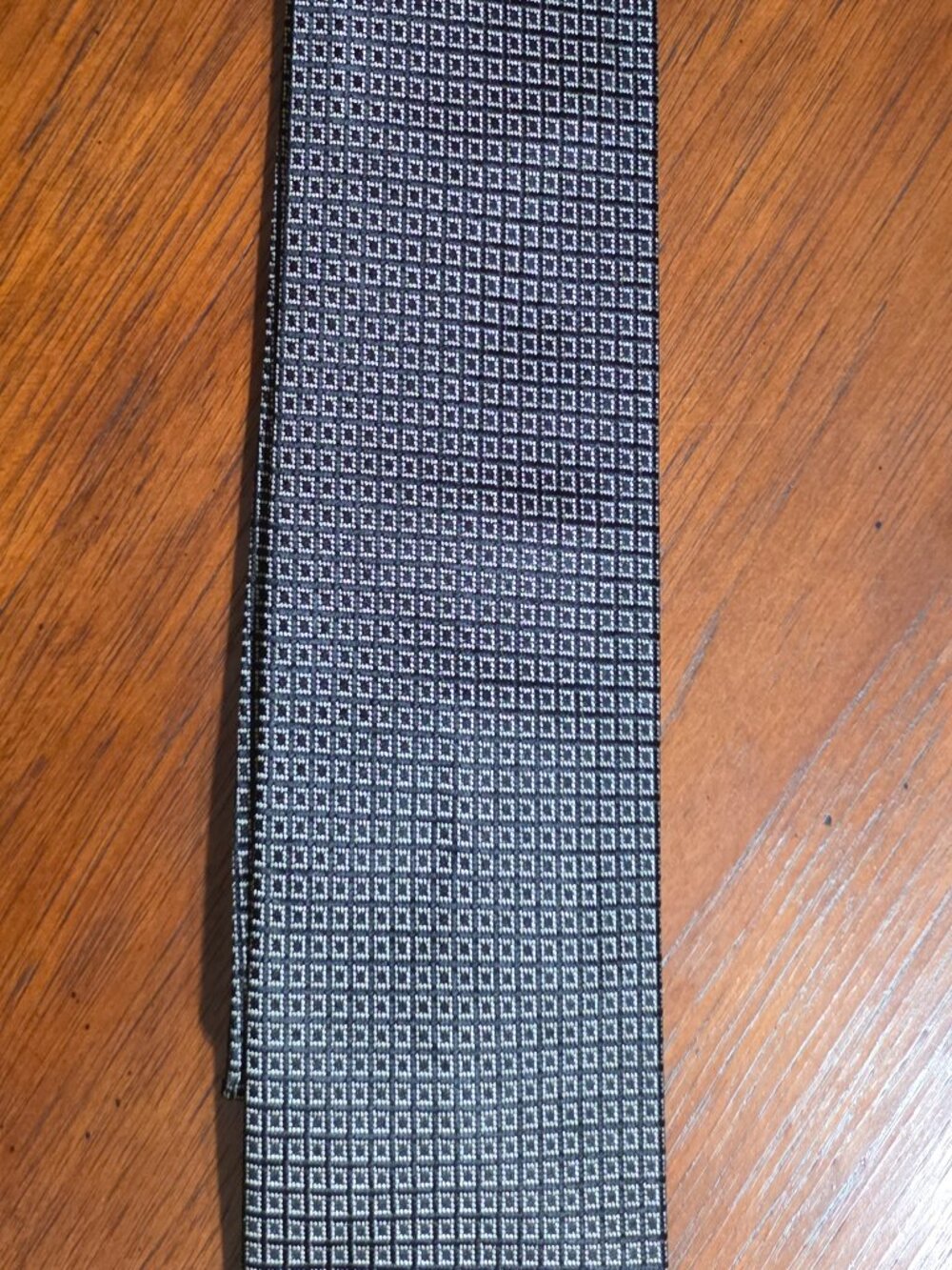 Stefano Ricci 100% Silk Tie Geometric Micro Square Weave Black Grey Italy